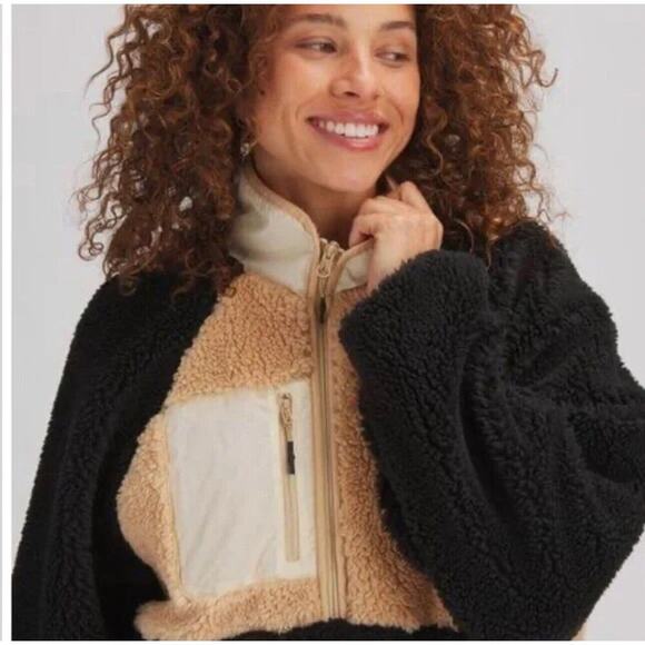 STOIC 1/2 Zip Sherpa Pullover brown black sweater Size XL High Pile Fleece MTN - Picture 1 of 14